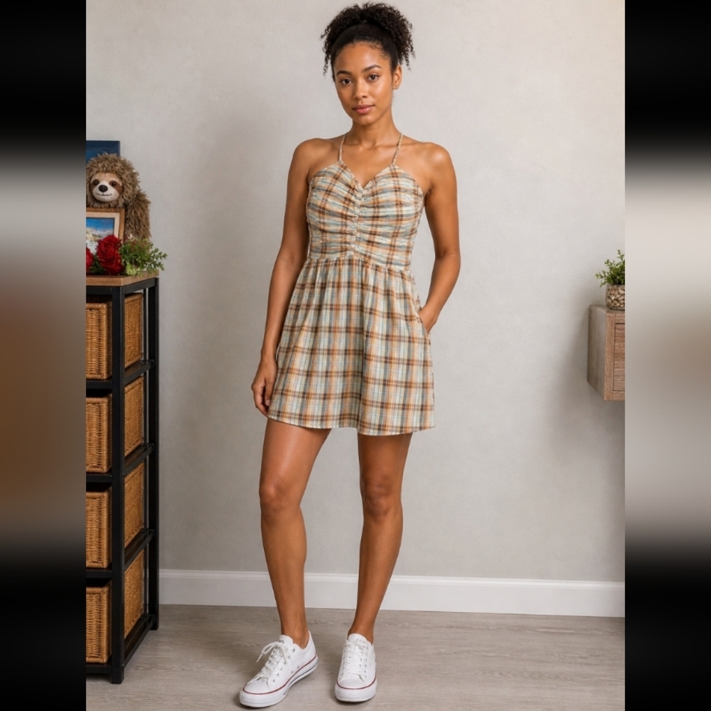 AMERICAN EAGLE Halter Summer Dress w Pockets Medium